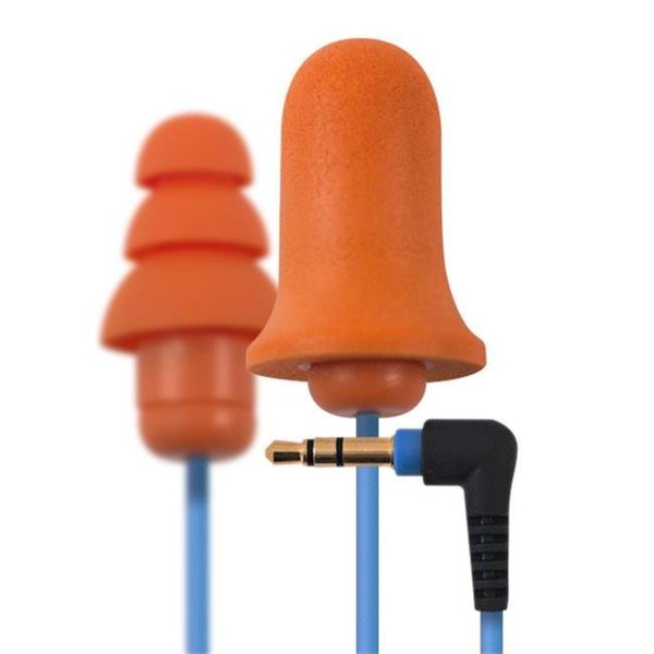 Plugfones Plugfones Contractor Orange New and Improved Line Ear Plug Earbuds Headphones with Silicone and Foam Hearing Protection CO-1